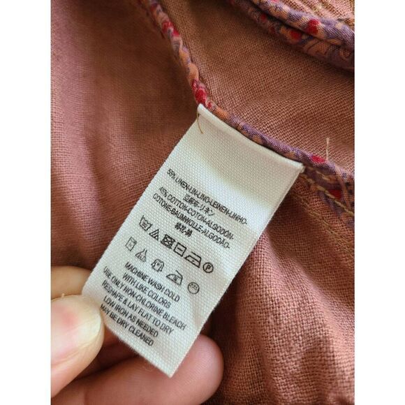 Free People Rosewood Moto Jacket Women's XS Pink Long Sleeve Collared Linen Blen - Picture 9 of 9